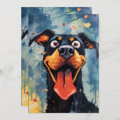 Gelukkige komische Dobermann hond Feestdagenkaart (Voorkant / Achterkant)