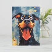 Gelukkige komische Dobermann hond Feestdagenkaart (Staand voorkant)