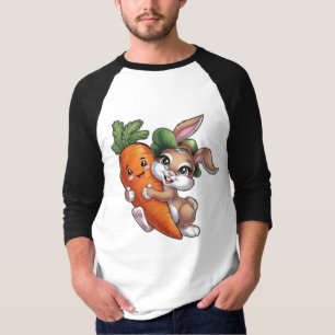Gelukkige konijn met een gigantische wortel t-shirt