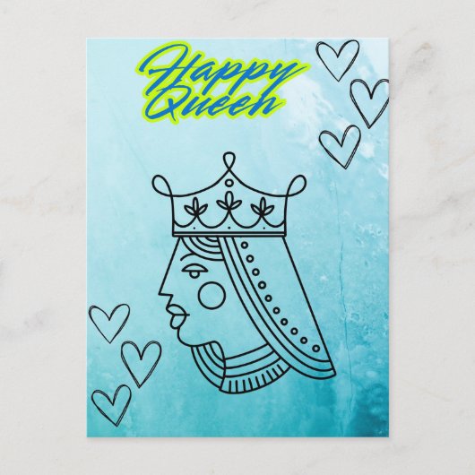 Gelukkige koningin. briefkaart (Voorkant)