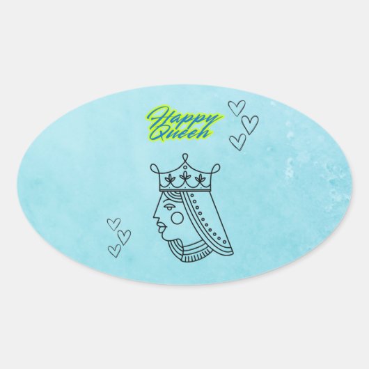 Gelukkige koningin ovale sticker (Voorkant)