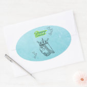 Gelukkige koningin ovale sticker (Envelop)