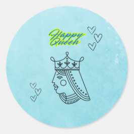 Gelukkige koningin. ronde sticker