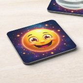 Gelukkige Kosmische Ogen Emoji Bier Onderzetter (Linkerzijde)