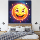 Gelukkige Kosmische Ogen Emoji Canvas Afdruk (Insitu (Slaapkamer))
