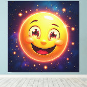 Gelukkige Kosmische Ogen Emoji Canvas Afdruk (Insitu (Houten vloer))