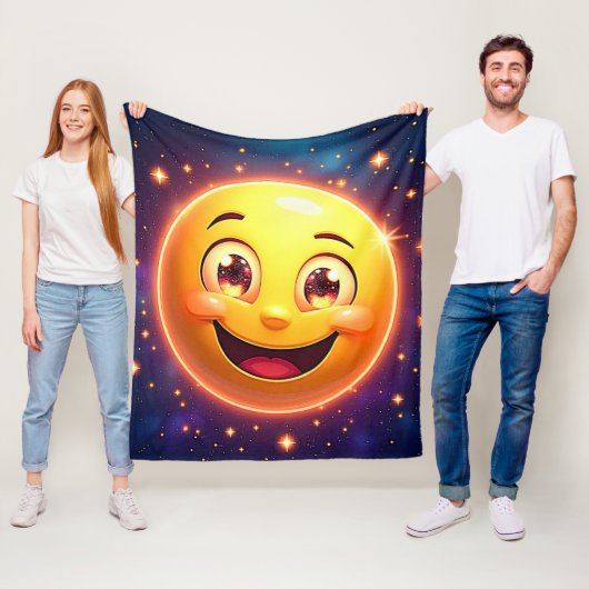 Gelukkige Kosmische Ogen Emoji Fleece Deken (In situ)