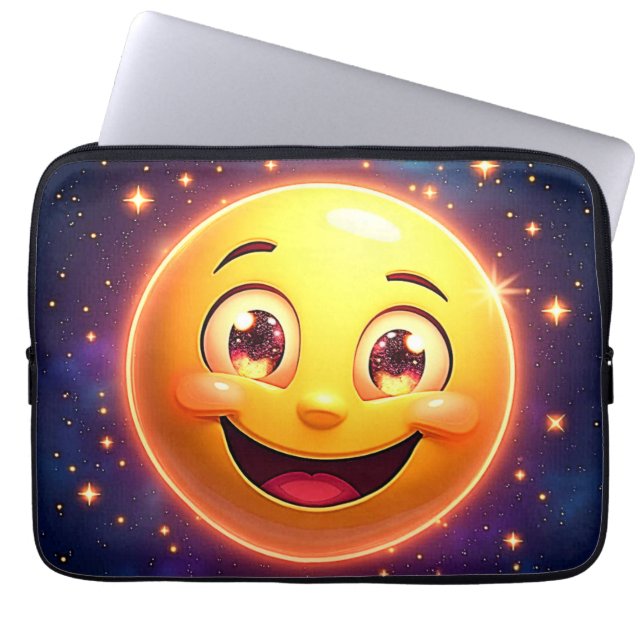 Gelukkige Kosmische Ogen Emoji Laptop Sleeve (Voorkant)