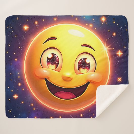 Gelukkige Kosmische Ogen Emoji Sherpa Deken (Voorkant (horizontaal))