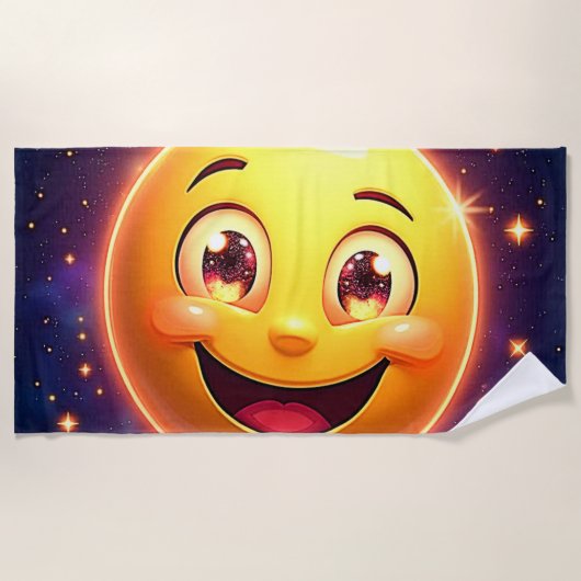Gelukkige Kosmische Ogen Emoji Strandlaken (Voorkant)
