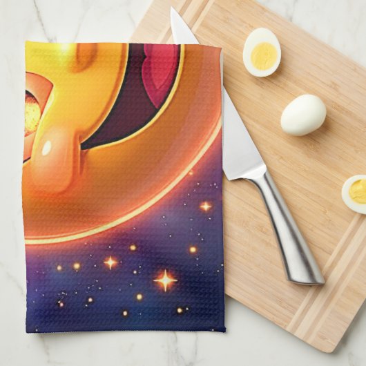 Gelukkige Kosmische Ogen Emoji Theedoek (Quarter Fold)