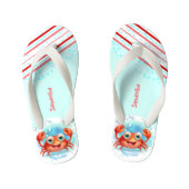 Gelukkige Krab Meisje Strand Naam Kinderen Flip Fl Kinder Teenslippers (Voetbed)