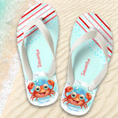 Gelukkige Krab Meisje Strand Naam Kinderen Flip Fl Kinder Teenslippers