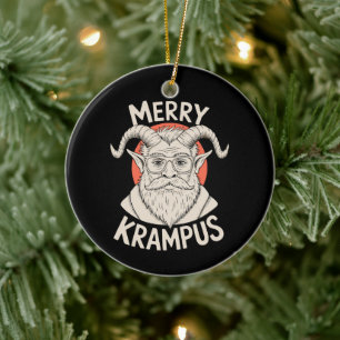 Gelukkige Krampus Mythische Kerstmis Kerst Vakanti Keramisch Ornament