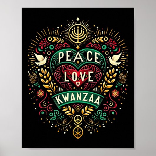 Gelukkige Kwanzaa Vrede met Liefde Kwanzaa Afrikaa Poster (Voorkant)