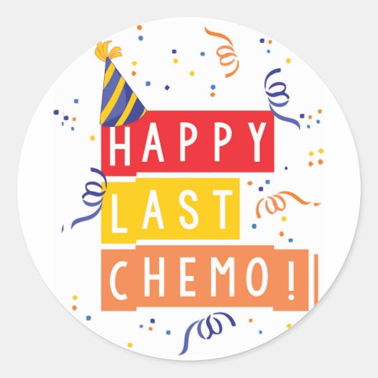 Gelukkige laatste Chemo! Ronde Sticker (Voorkant)