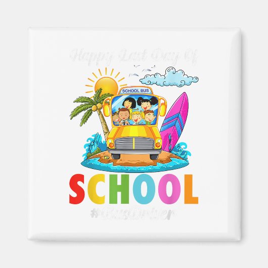 Gelukkige laatste dag schoolbus chauffeur zomervak magneet (Voorkant)