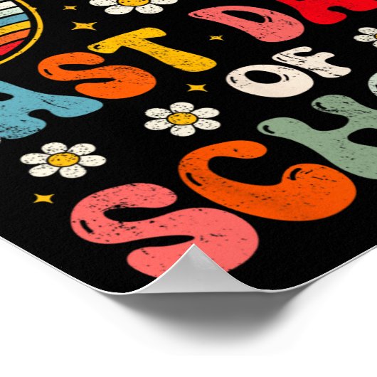 Gelukkige laatste dag van school zomer leraar jong poster (Hoek)