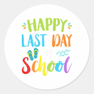 Gelukkige laatste dag van school zomer vakantie ca ronde sticker