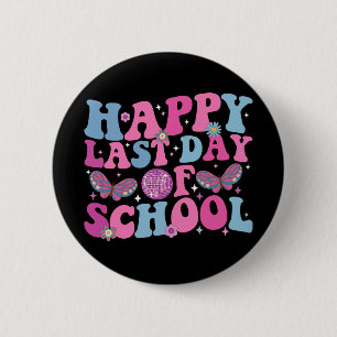 Gelukkige laatste schooldag Disco bal Groovy Retro Ronde Button 5,7 Cm