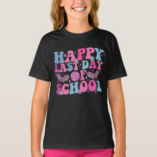Gelukkige laatste schooldag Disco bal Groovy Retro T-shirt