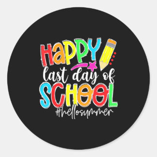 Gelukkige laatste schooldag leraar kinderen afstud ronde sticker