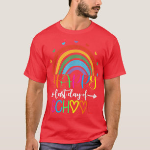 Gelukkige laatste schooldag leraar leerling afstud t-shirt