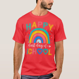 Gelukkige laatste schooldag leraar leerling afstud t-shirt