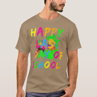 Gelukkige laatste schooldag verfspat effect glo t-shirt
