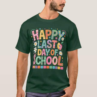Gelukkige laatste schooldag voor leerlingen en ler t-shirt