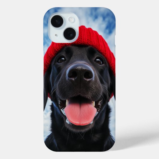 Gelukkige Labrador in een rode muts onder een blau Case-Mate iPhone Case (Achterkant)