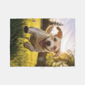 Gelukkige Labrador Puppy Running Fleece Deken (Voorkant (Horizontaal))