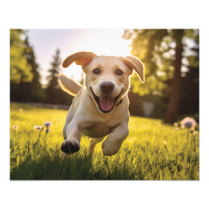 Gelukkige Labrador Puppy Running Foto Afdruk
