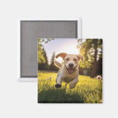 Gelukkige Labrador Puppy Running Magneet (Voorkant / Achterkant)