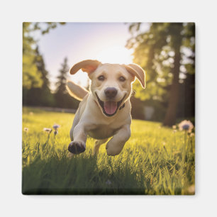 Gelukkige Labrador Puppy Running Magneet