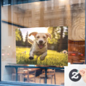Gelukkige Labrador Puppy Running Raamsticker (Cafe Raam)