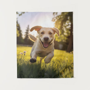 Gelukkige Labrador Puppy Running Wandkleed
