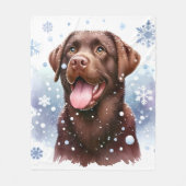 Gelukkige Labrador Retriever Hond Winter Sneeuwvlo Fleece Deken (Voorkant)