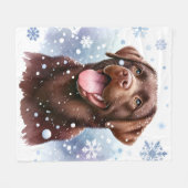 Gelukkige Labrador Retriever Hond Winter Sneeuwvlo Fleece Deken (Voorkant (Horizontaal))