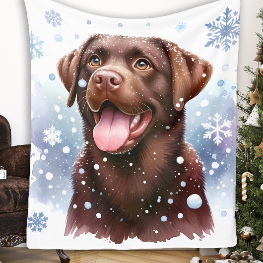 Gelukkige Labrador Retriever Hond Winter Sneeuwvlo Fleece Deken