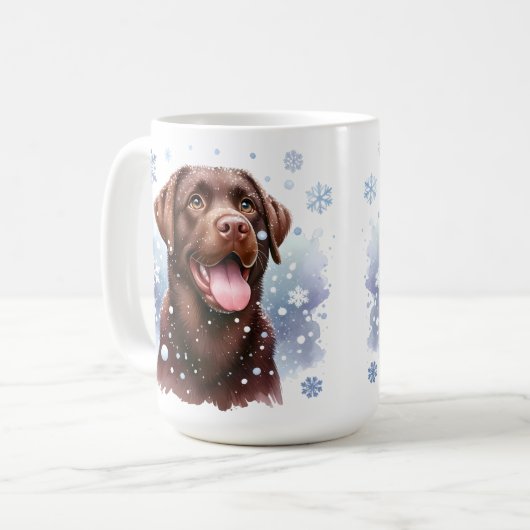 Gelukkige Labrador Retriever Puppy Dog Kerstmis Koffiemok (Voorkant links)