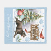 Gelukkige Labrador Retriever Puppy Hond Vrolijk Ke Fleece Deken (Voorkant (Horizontaal))