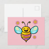 Gelukkige lachende baby bij met bloemen. briefkaart (Voorkant / Achterkant)