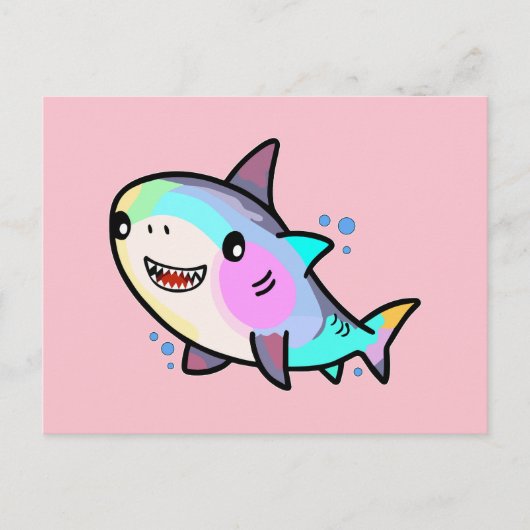 Gelukkige lachende baby haai met bubbels. briefkaart (Voorkant)