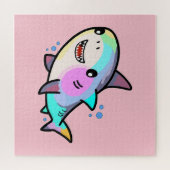 Gelukkige lachende baby haai met bubbels. legpuzzel (Horizontaal)