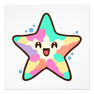 Gelukkige lachende baby zeester met bubbels. foto afdruk