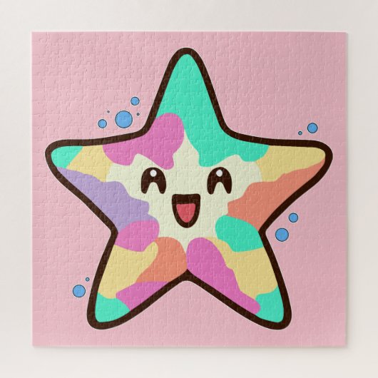 Gelukkige lachende baby zeester met bubbels. legpuzzel (Verticaal)