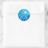 gelukkige lachende kwallen ronde sticker (Tas)