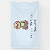 Gelukkige lachende luiaard zitten ontspannen verja spandoek (Verticaal)