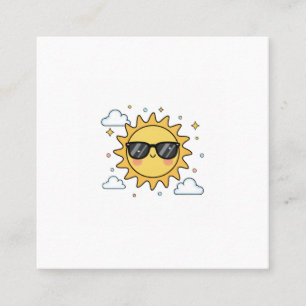 Gelukkige Lachende Zon Cartoon - Minimalistische K Vierkante Visitekaartje